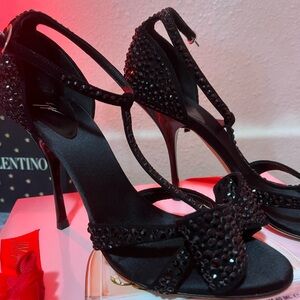 Giuseppe Zanotti Black Beaded Bow Heels